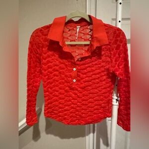 Free People Vibrant Red Lace Top
Runs small new top no tags
